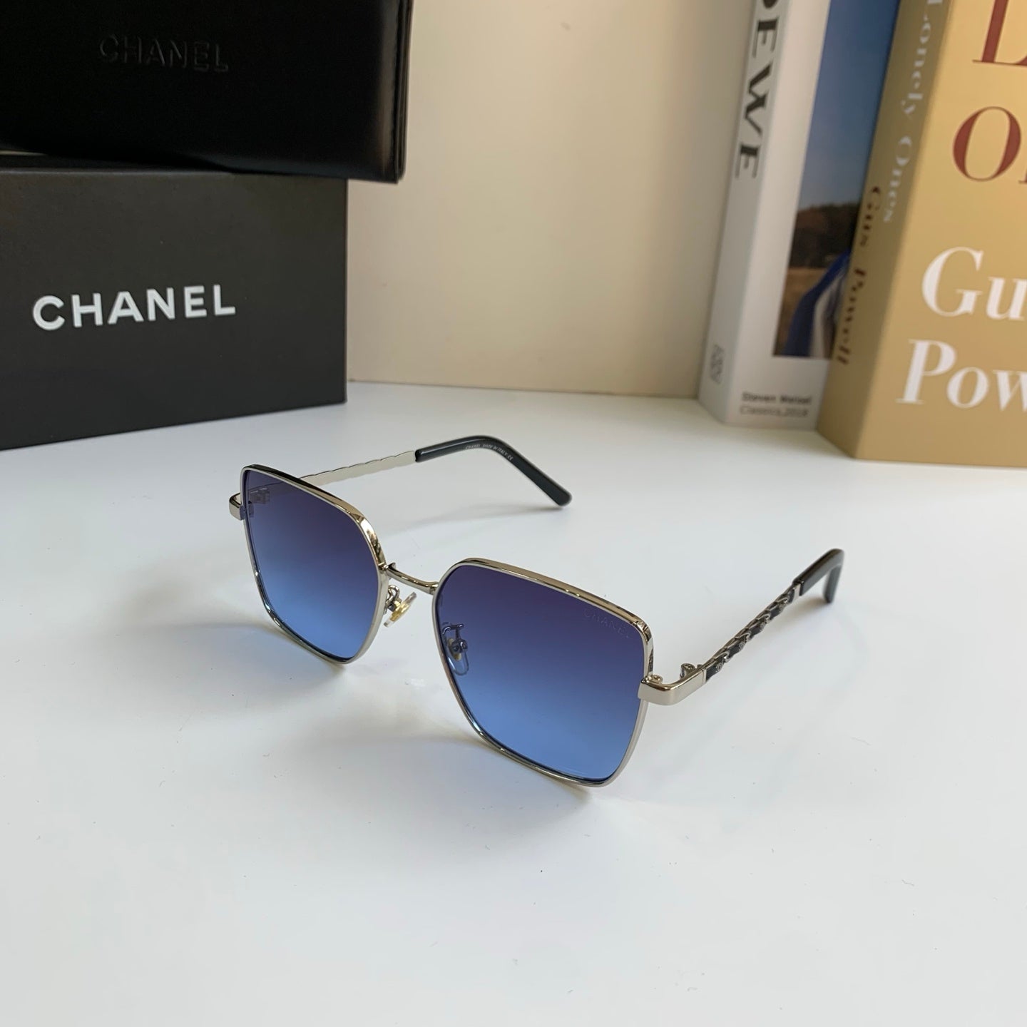 Chanel Metal Square Blue Lens Sunglasses for Men & Women - detail image 2