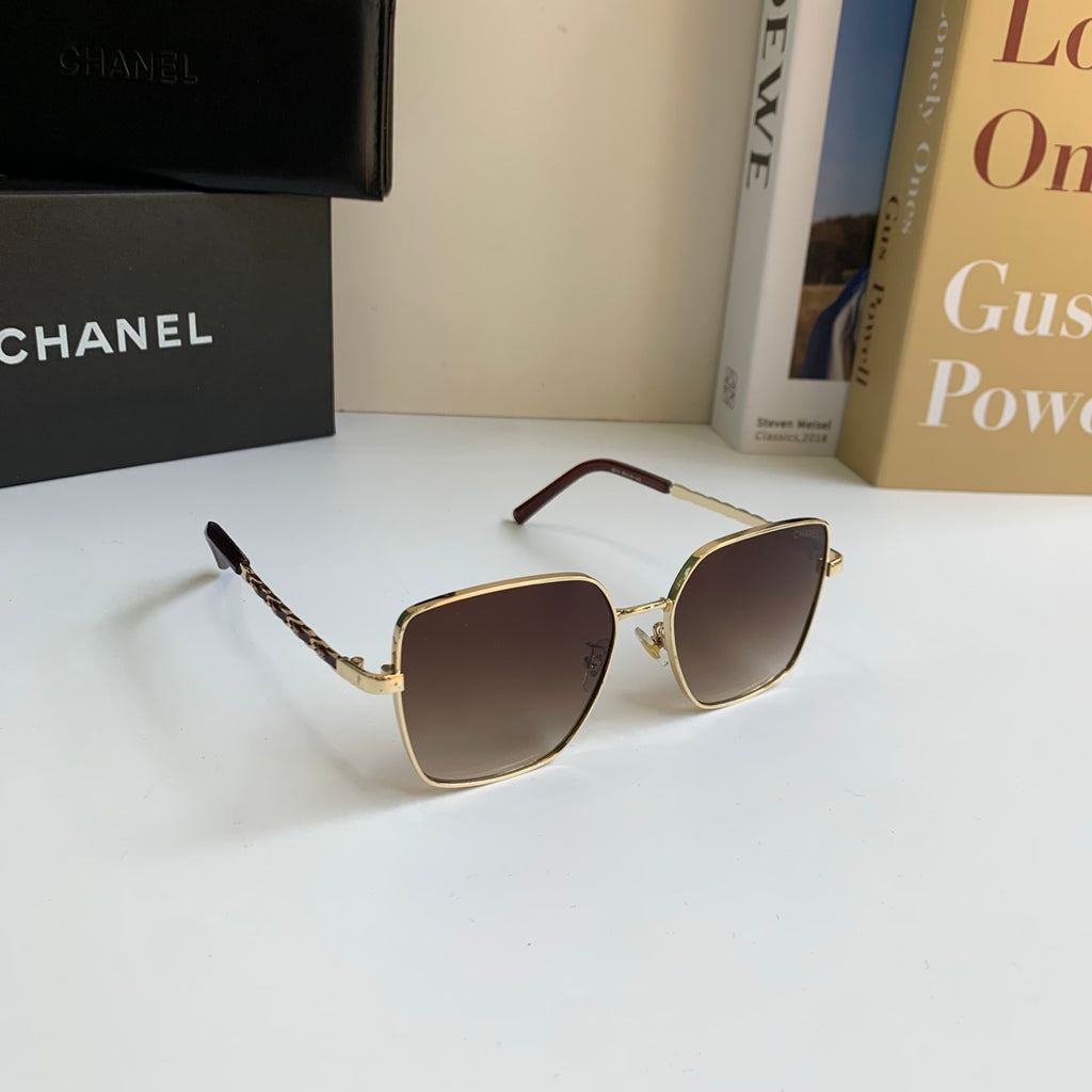 Chanel Metal Square Brown Lens Sunglasses for Men & Women