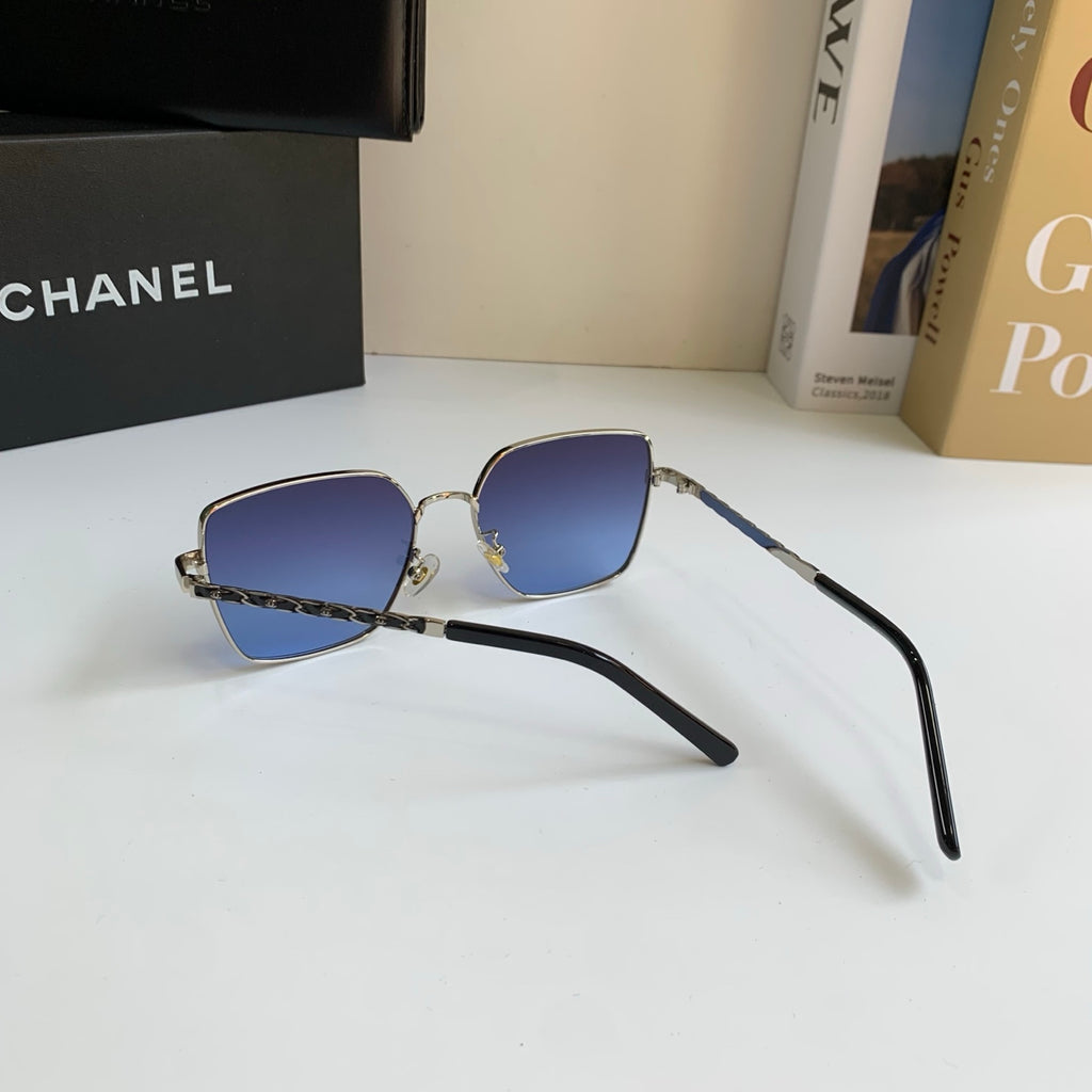 Chanel Metal Square Blue Lens Sunglasses for Men & Women - detail image 8