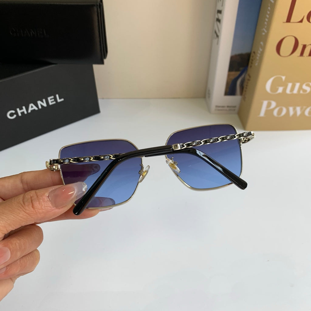 Chanel Metal Square Blue Lens Sunglasses for Men & Women - detail image 6