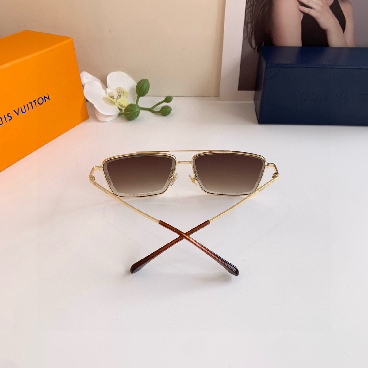 Louis Vuitton Metal Square Red Lens Sunglasses for Men & Women - 158115 - detail image 3