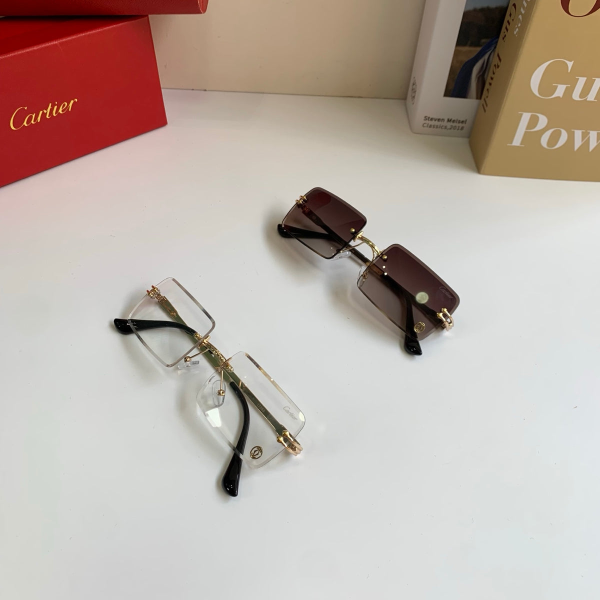 Cartier Square Red Lens Sunglasses for Men & Women - 415875 - detail image 9