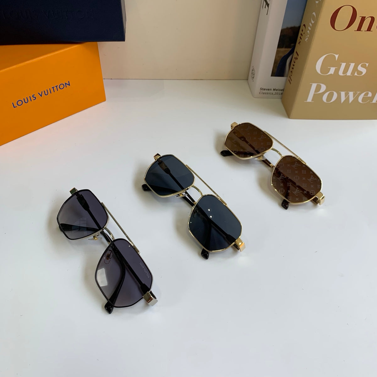 Louis Vuitton Metal Square Brown Lens Sunglasses for Men & Women - 414941 - detail image 9
