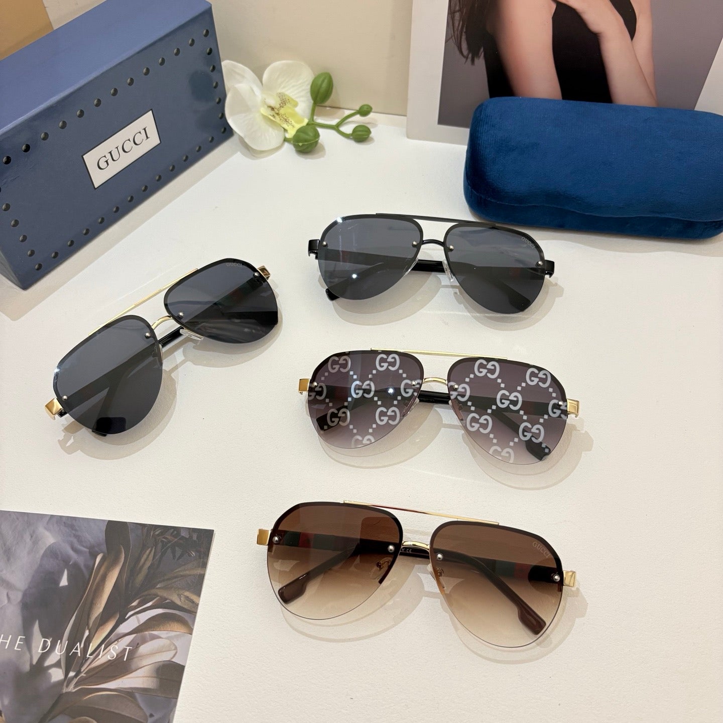 Gucci Polarized Aviator Black Lens Sunglasses for Men & Women - detail image 2