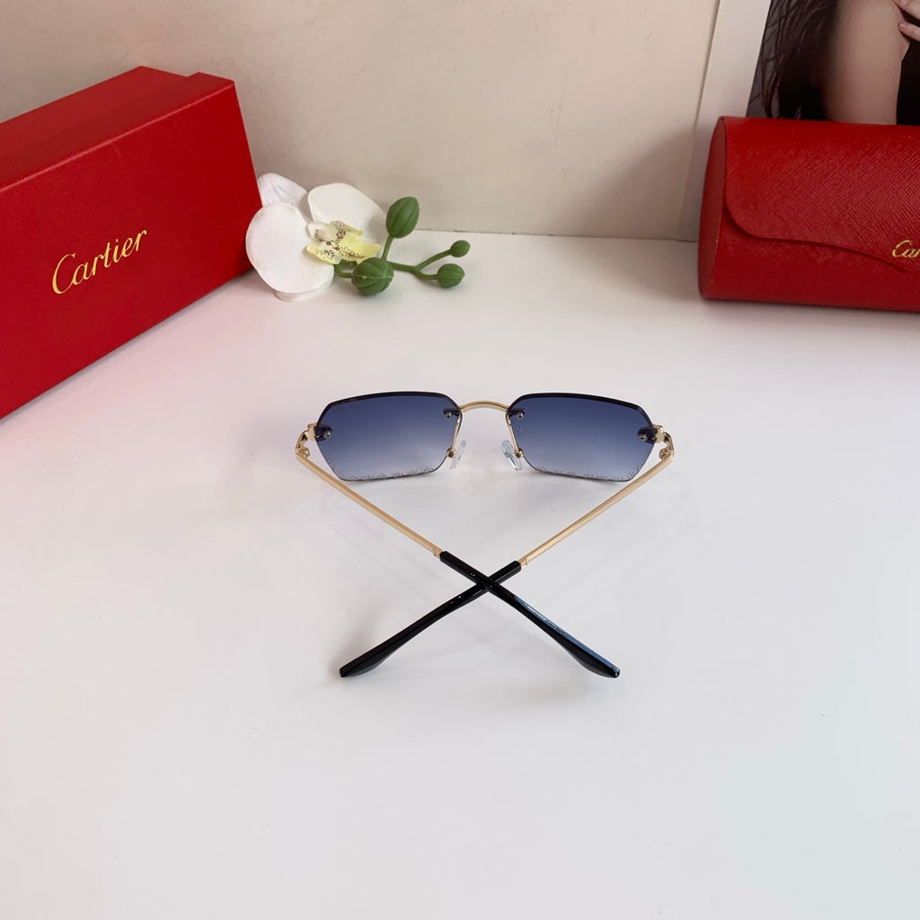 Cartier Lightweight Rimless Blue Lens Sunglasses for Men & Women - 158523 - detail image 6