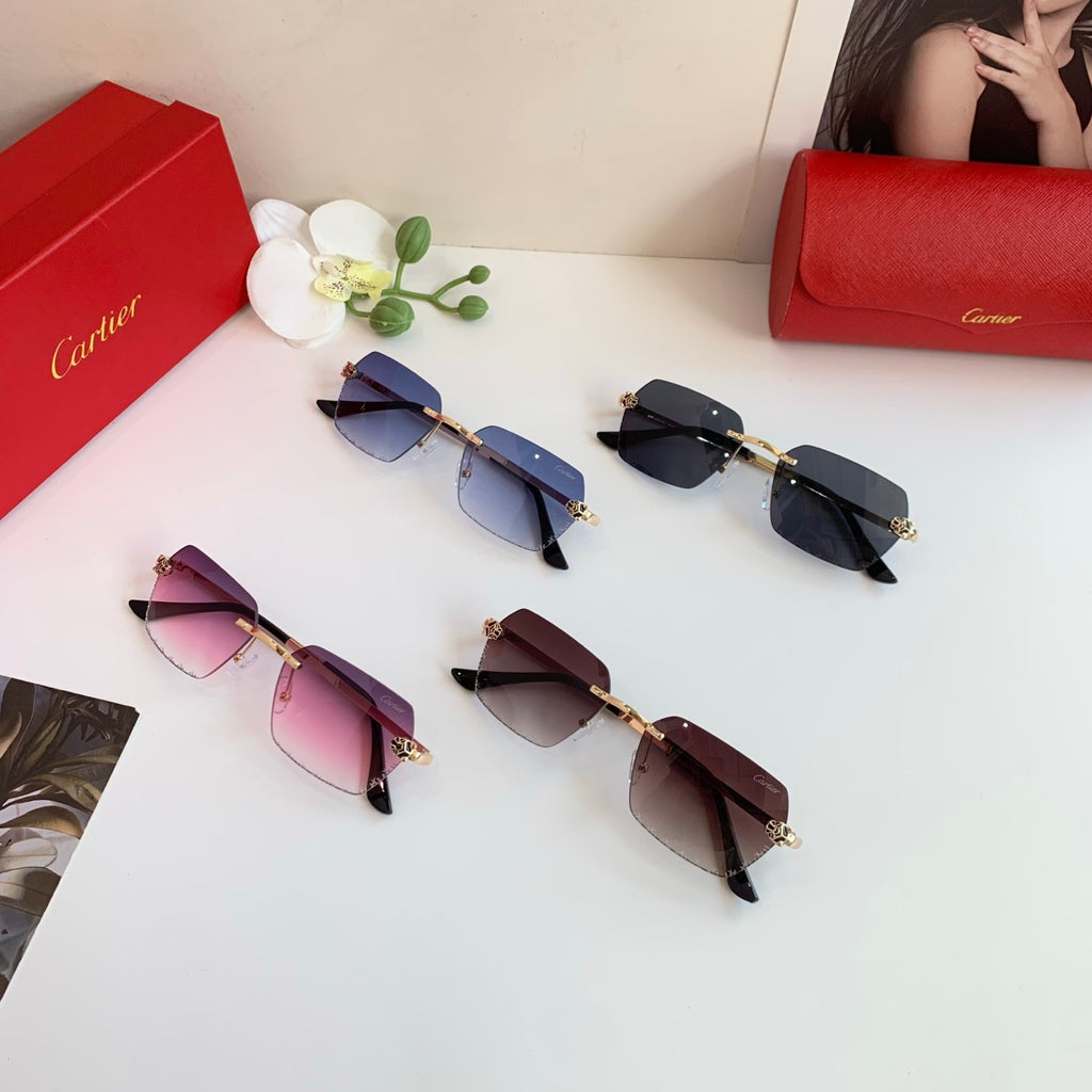 Cartier Lightweight Rimless Purple Lens Sunglasses for Men & Women - 158524 - detail image 7