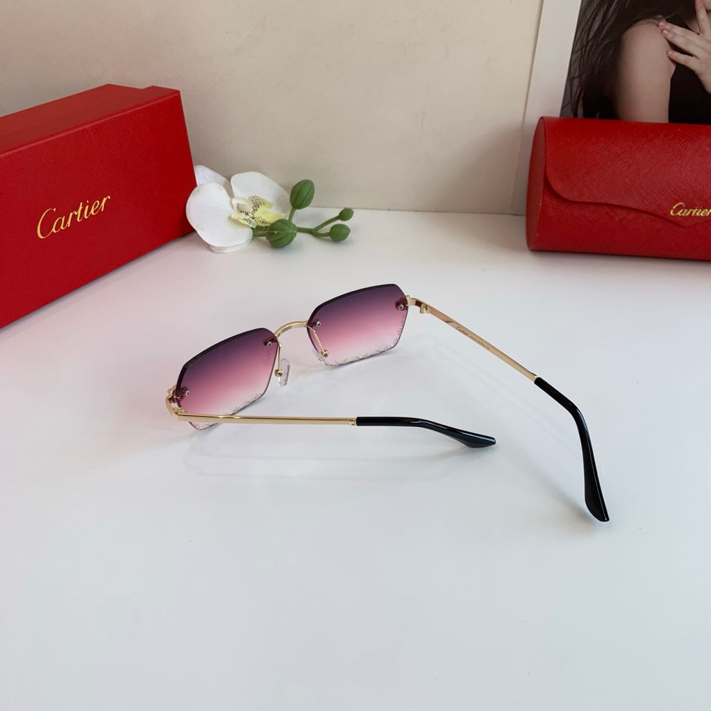 Cartier Lightweight Rimless Purple Lens Sunglasses for Men & Women - 158524 - detail image 5