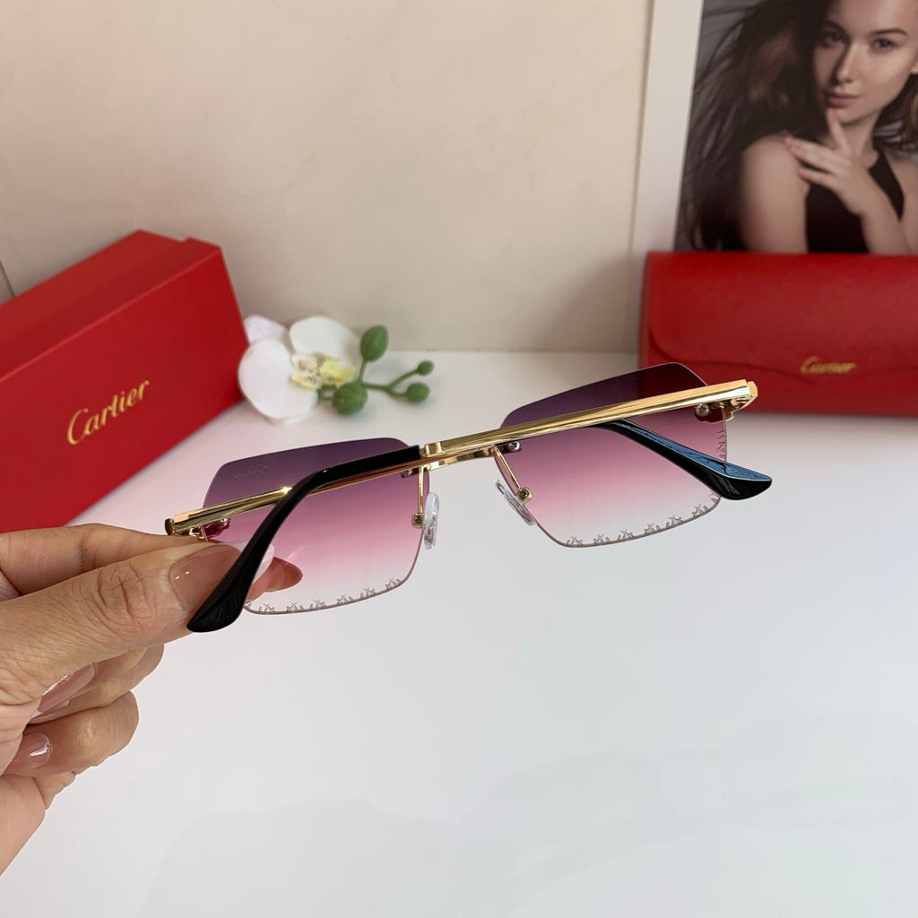 Cartier Lightweight Rimless Purple Lens Sunglasses for Men & Women - 158524 - detail image 6