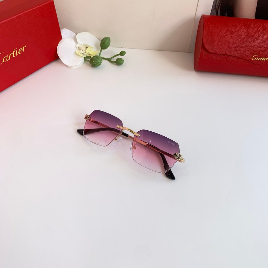 Cartier Lightweight Rimless Purple Lens Sunglasses for Men & Women - 158524
