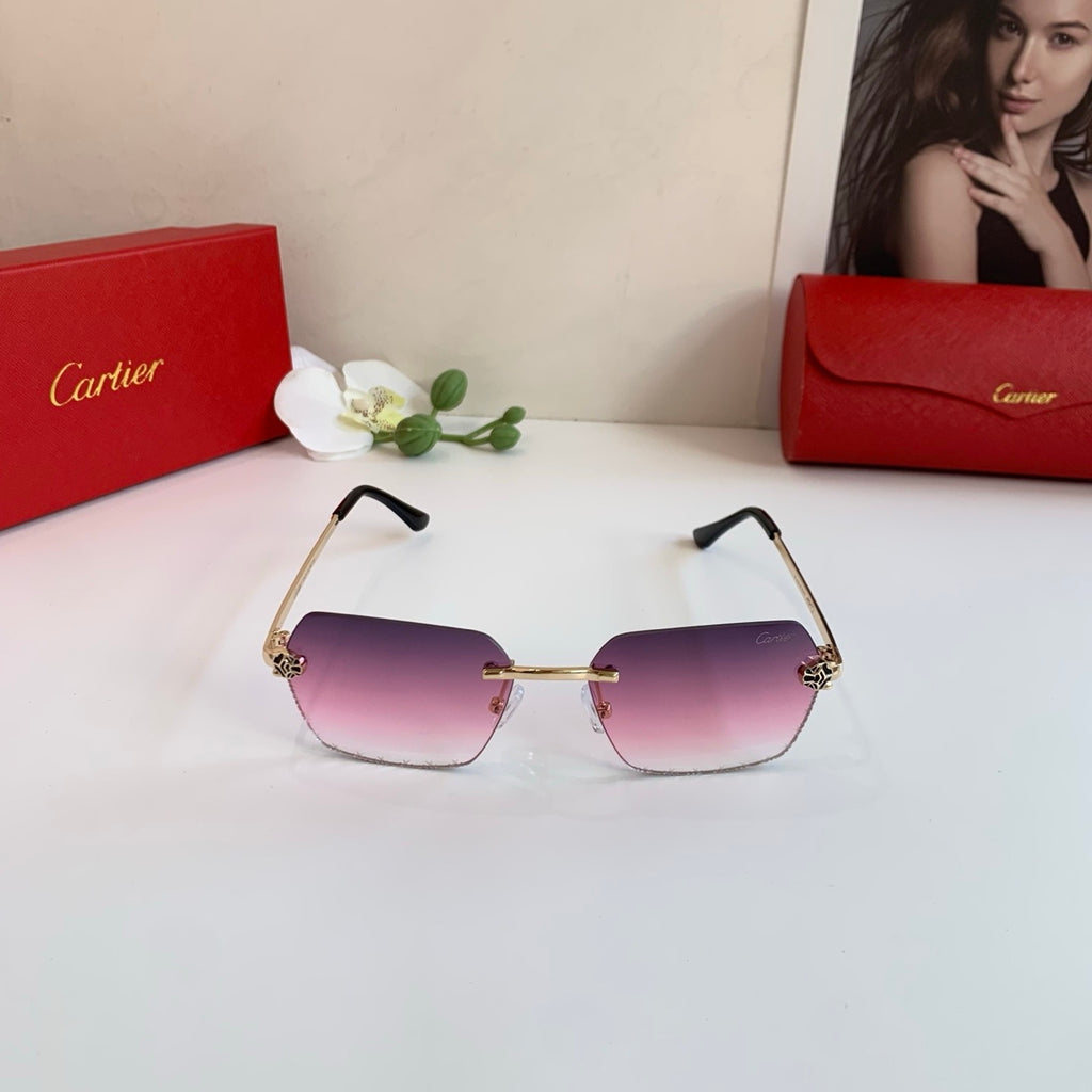 Cartier Lightweight Rimless Purple Lens Sunglasses for Men & Women - 158524 - detail image 2