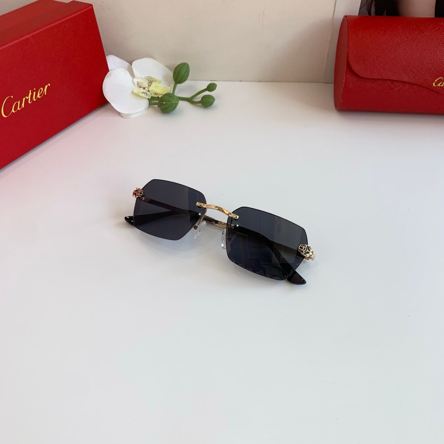 Cartier Lightweight Rimless Silver Lens Sunglasses for Men & Women - 158525
