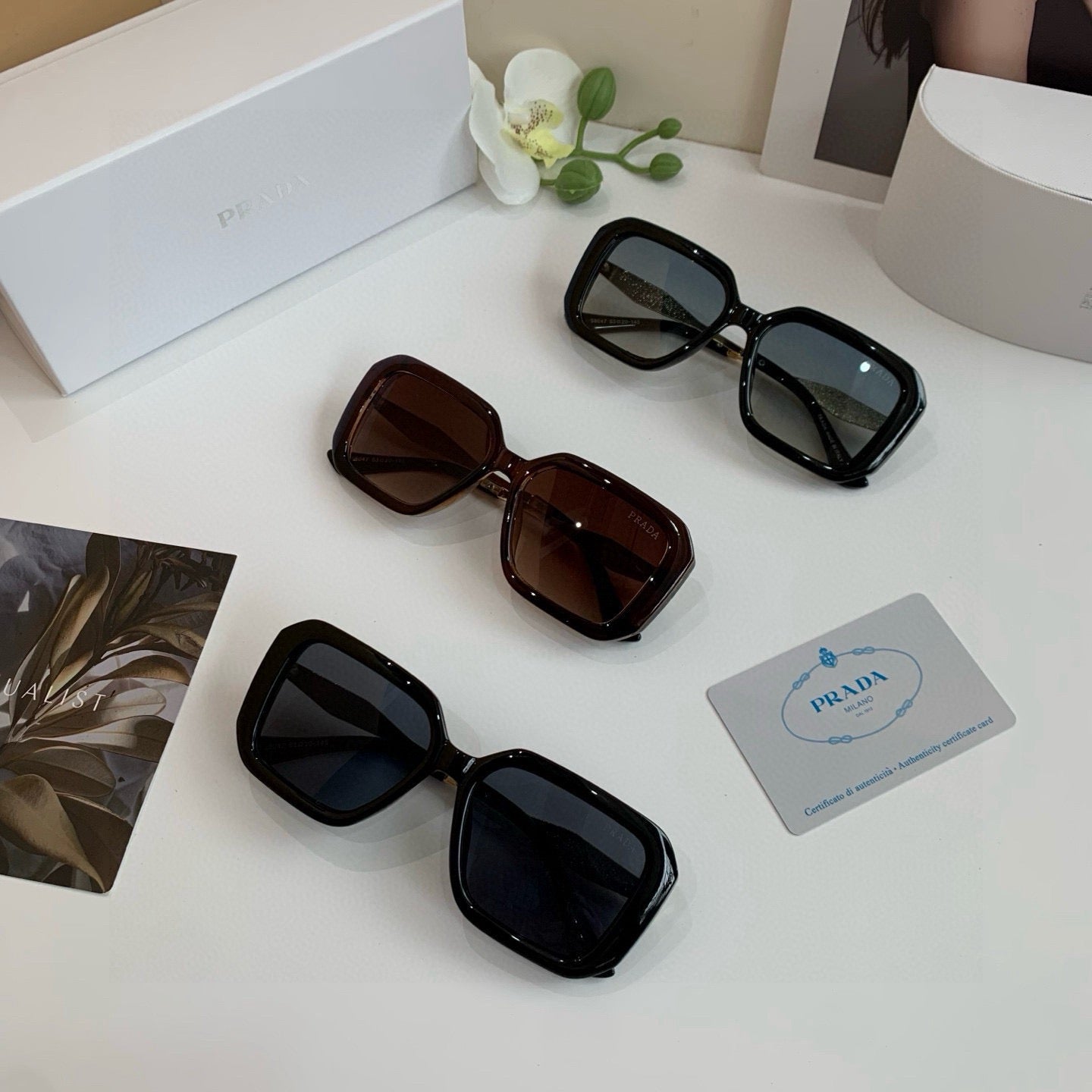 Prada Square Gray Lens Sunglasses for Men & Women - 158476