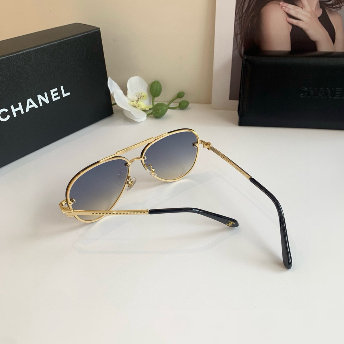 Chanel Aviator Silver Lens Sunglasses for Men & Women - detail image 2