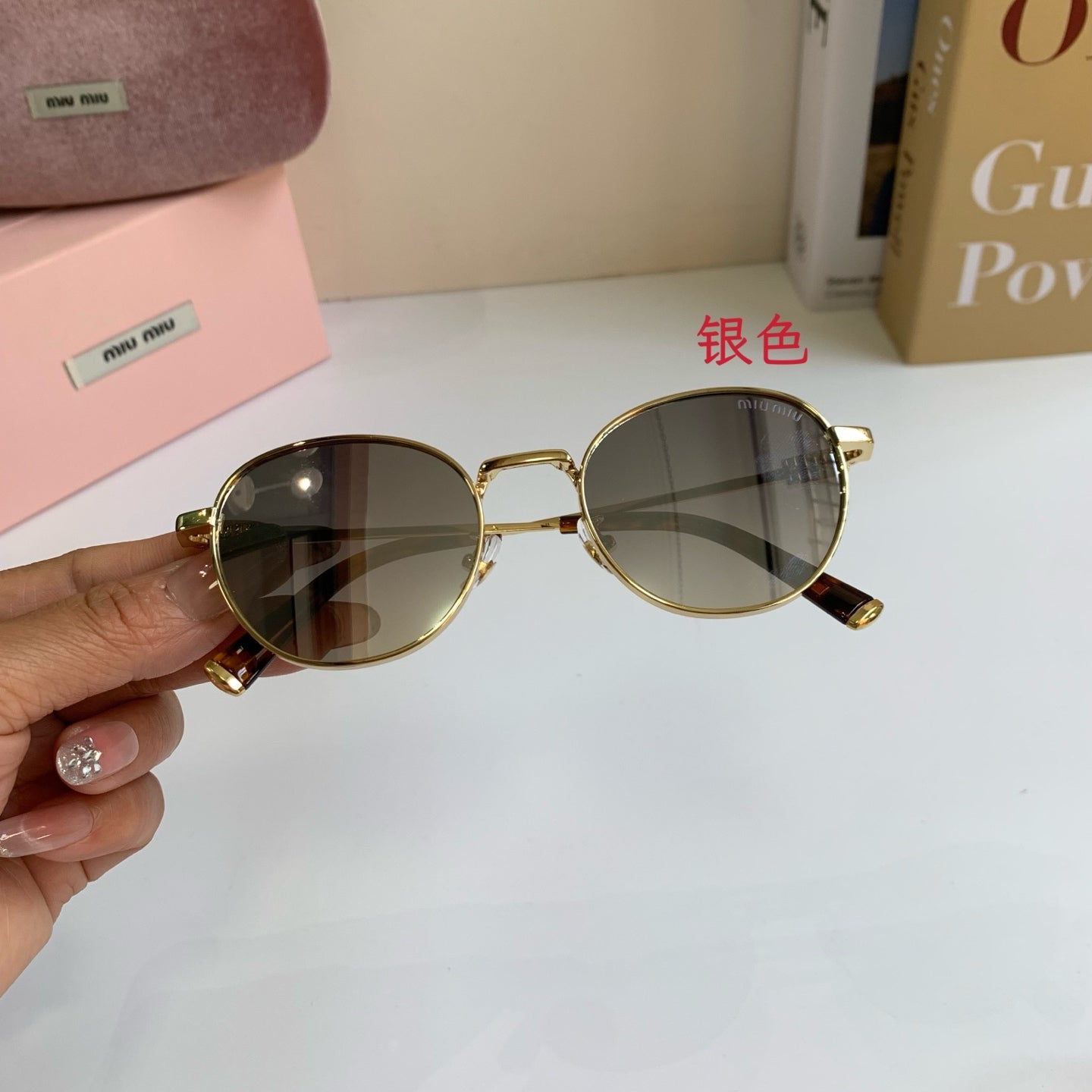 Miu Miu Metal Round Silver Lens Sunglasses for Men & Women - 432664 - detail image 4