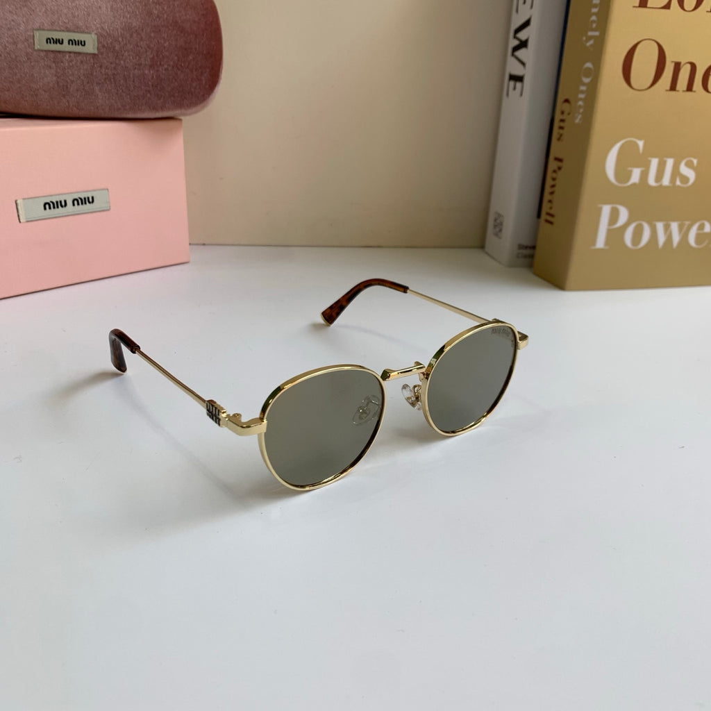 Miu Miu Metal Round Silver Lens Sunglasses for Men & Women - 432666