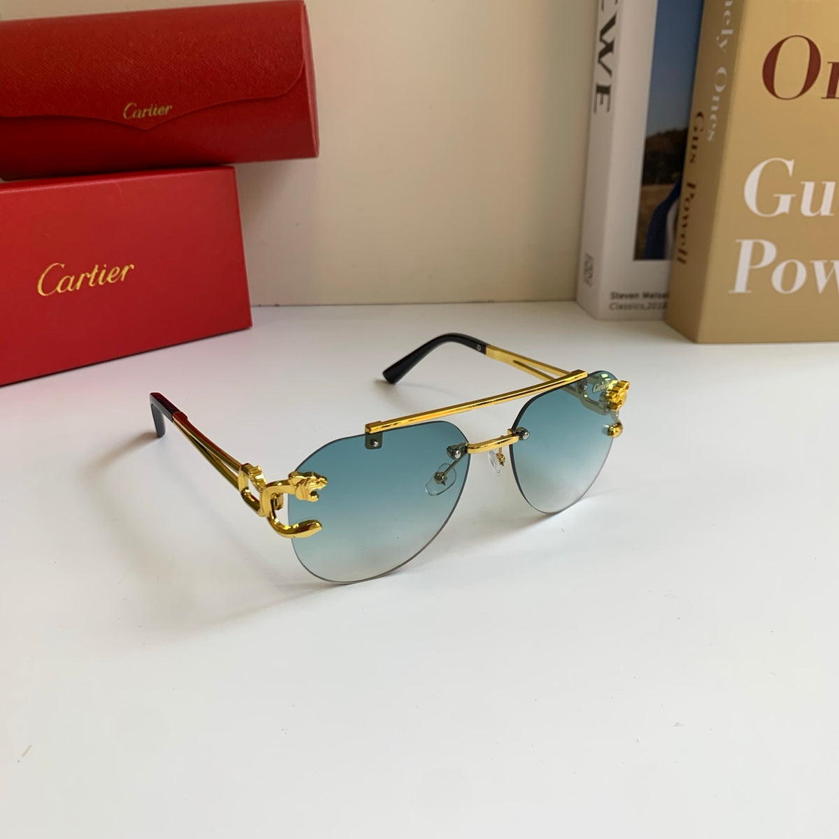 Cartier Metal Fashion Silver Lens Sunglasses for Men & Women - 432333