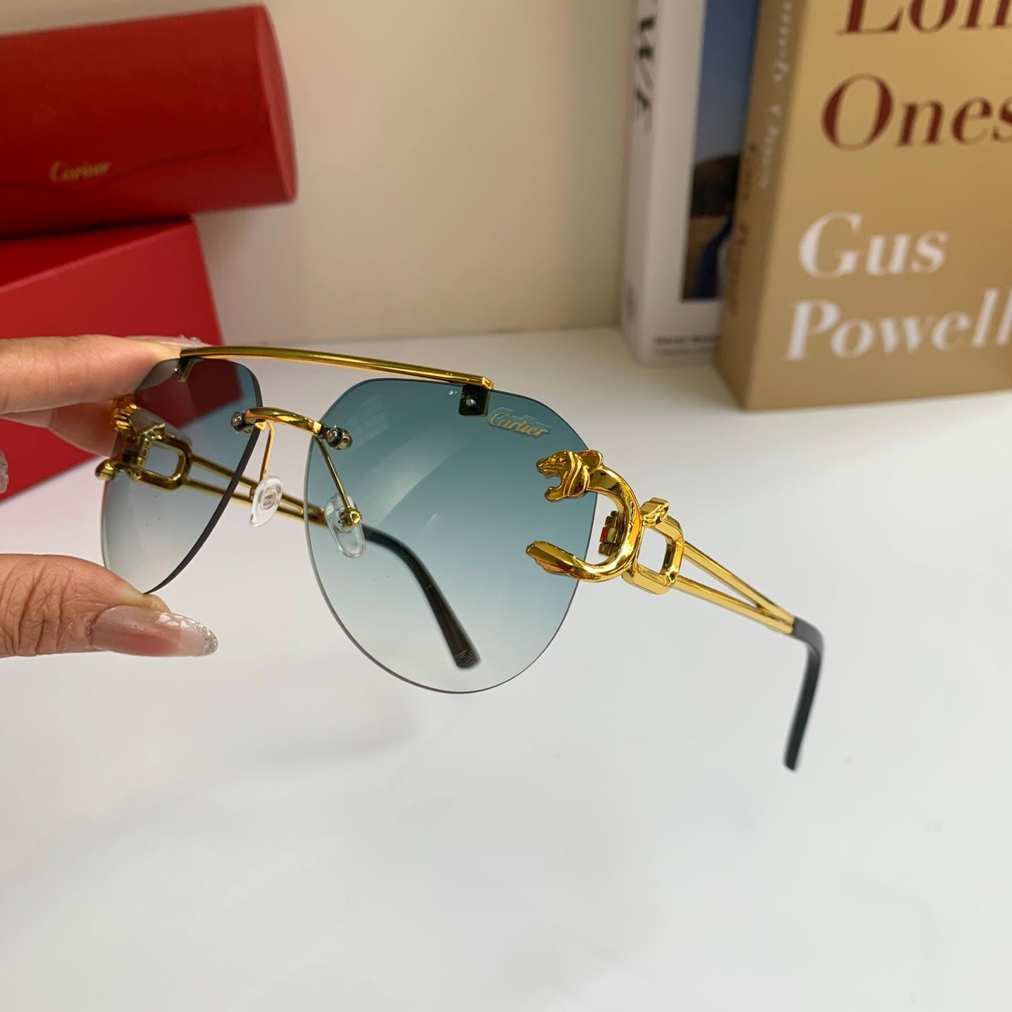 Cartier Metal Fashion Silver Lens Sunglasses for Men & Women - 432333 - detail image 8