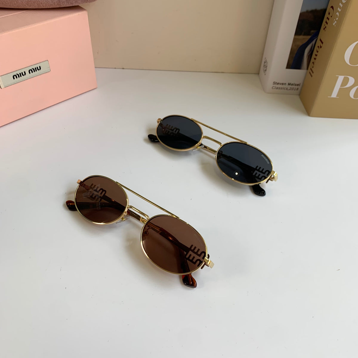 Miu Miu Metal Round Brown Lens Sunglasses for Men & Women - 432695 - detail image 9