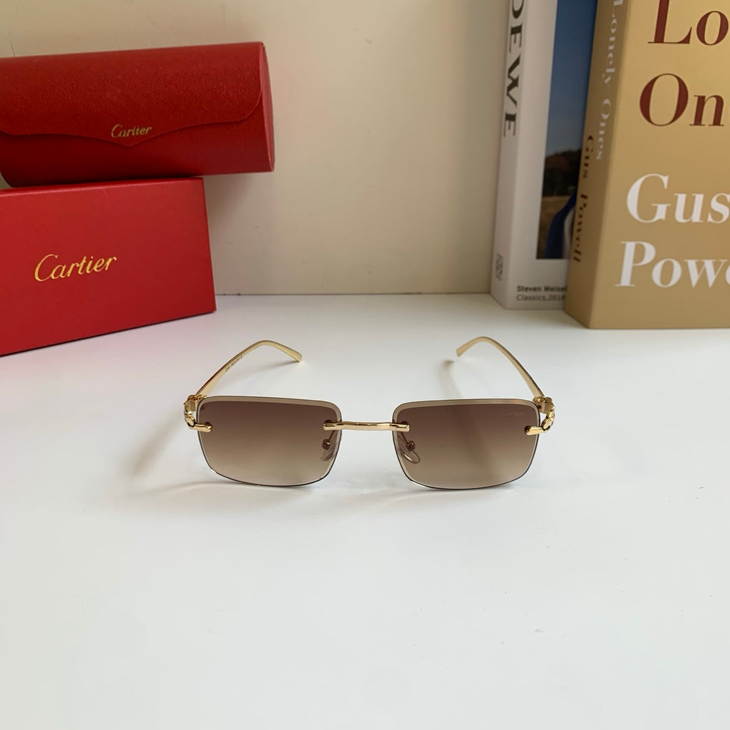 Cartier Lightweight Rimless Brown Lens Sunglasses for Men & Women - 432371 - detail image 4