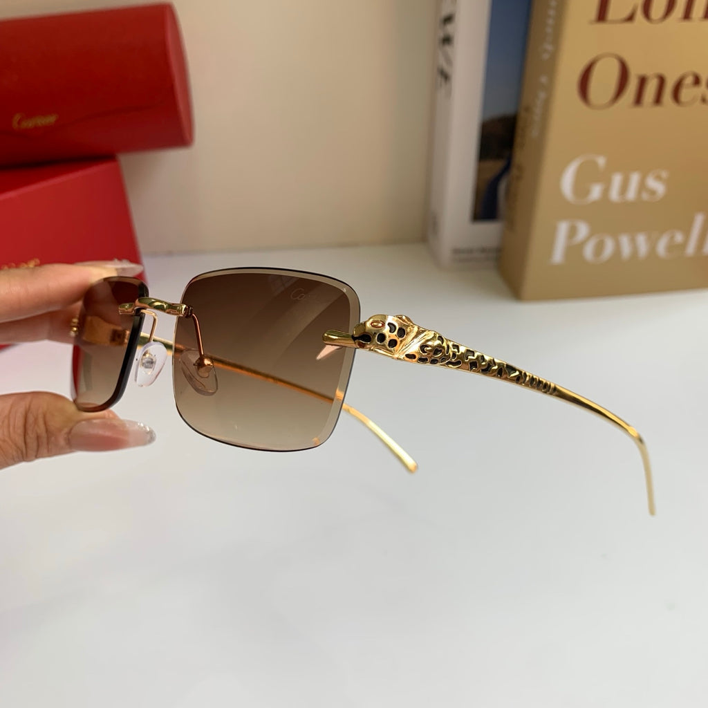 Cartier Lightweight Rimless Brown Lens Sunglasses for Men & Women - 432371 - detail image 5