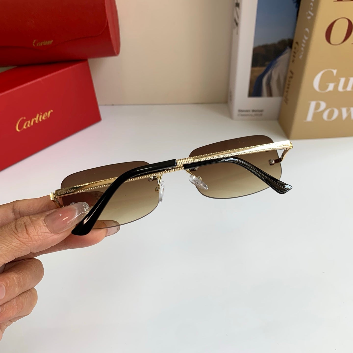 Cartier Square Brown Lens Sunglasses for Men & Women - 432282 - detail image 7