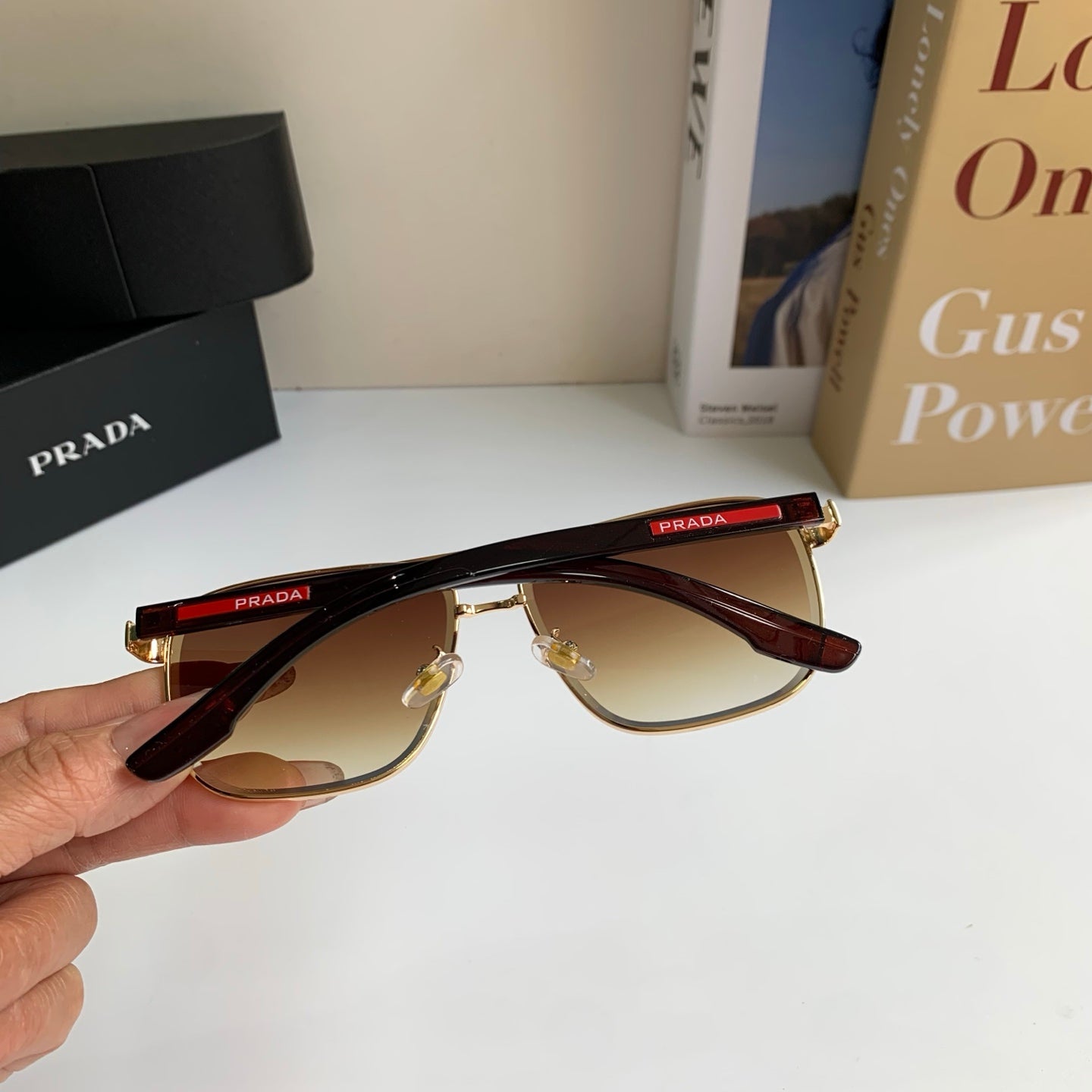 Prada Metal Square Brown Lens Sunglasses for Men & Women - 998097 - detail image 9