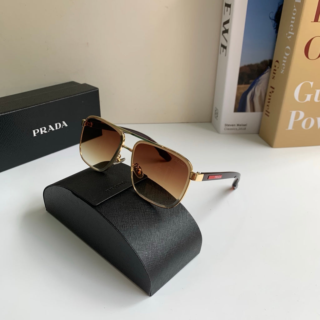 Prada Metal Square Brown Lens Sunglasses for Men & Women - 998097 - detail image 4