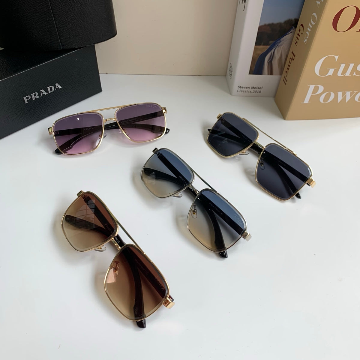 Prada Metal Square Silver Lens Sunglasses for Men & Women - 998098 - detail image 8