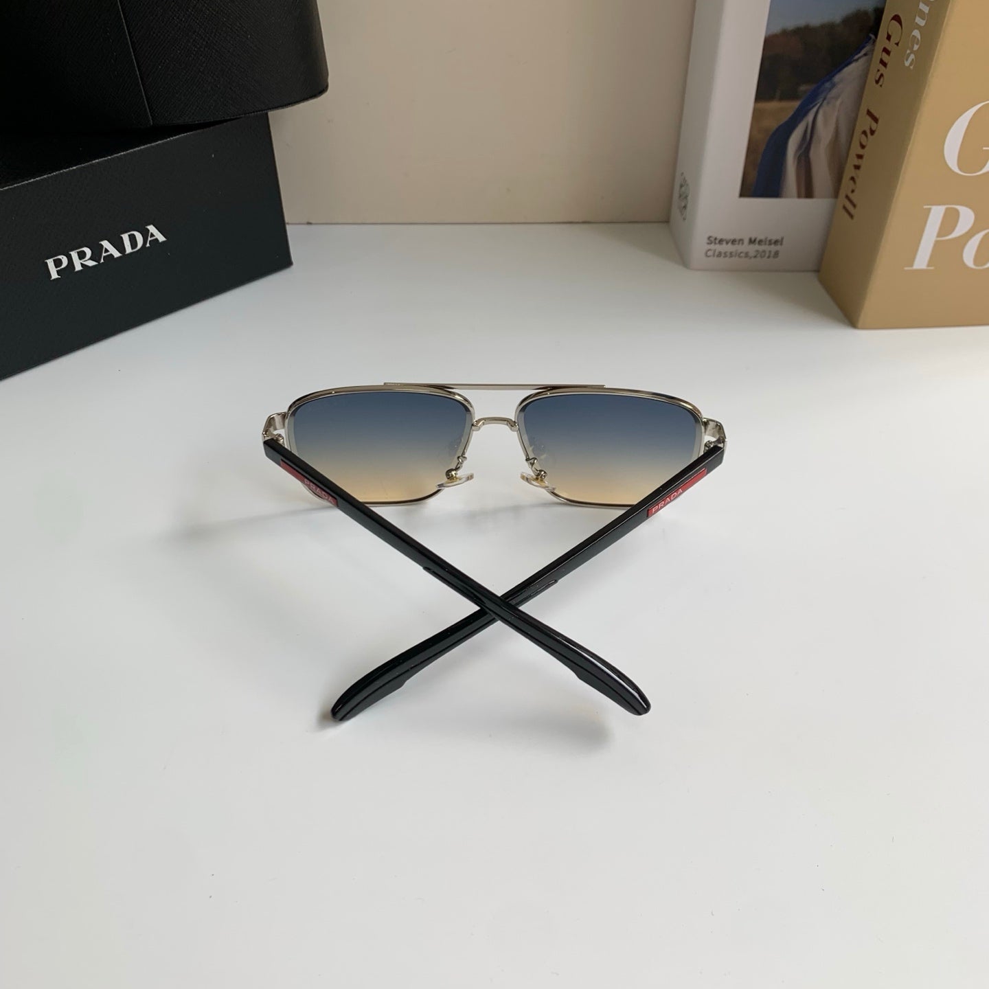 Prada Metal Square Silver Lens Sunglasses for Men & Women - 998098 - detail image 5