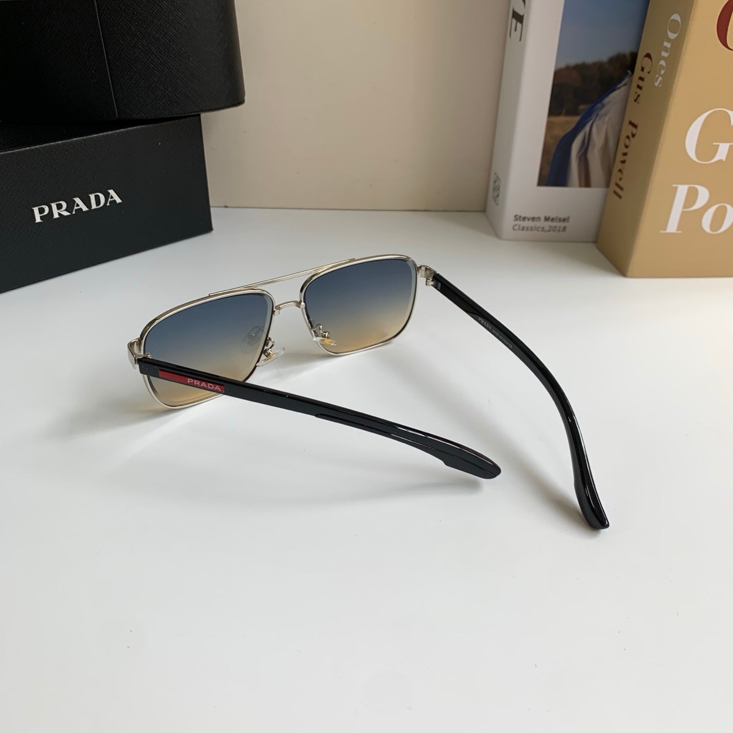 Prada Metal Square Silver Lens Sunglasses for Men & Women - 998098 - detail image 4