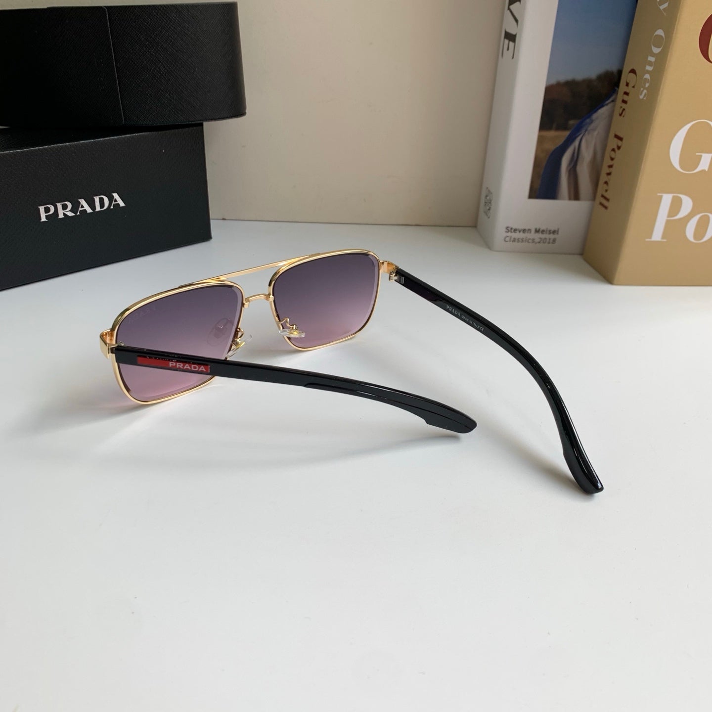 Prada Metal Square Silver Lens Sunglasses for Men & Women - 998099 - detail image 6