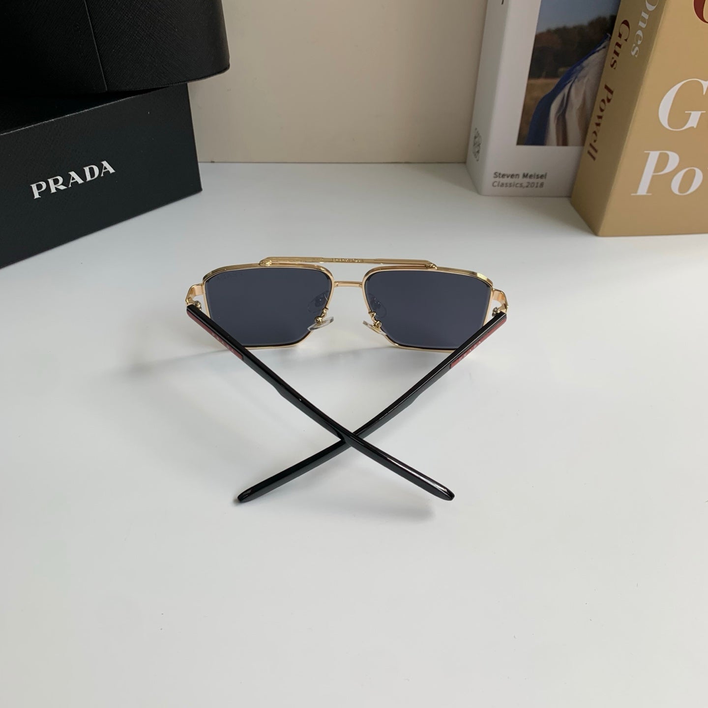 Prada Metal Square Silver Lens Sunglasses for Men & Women - 998100 - detail image 7