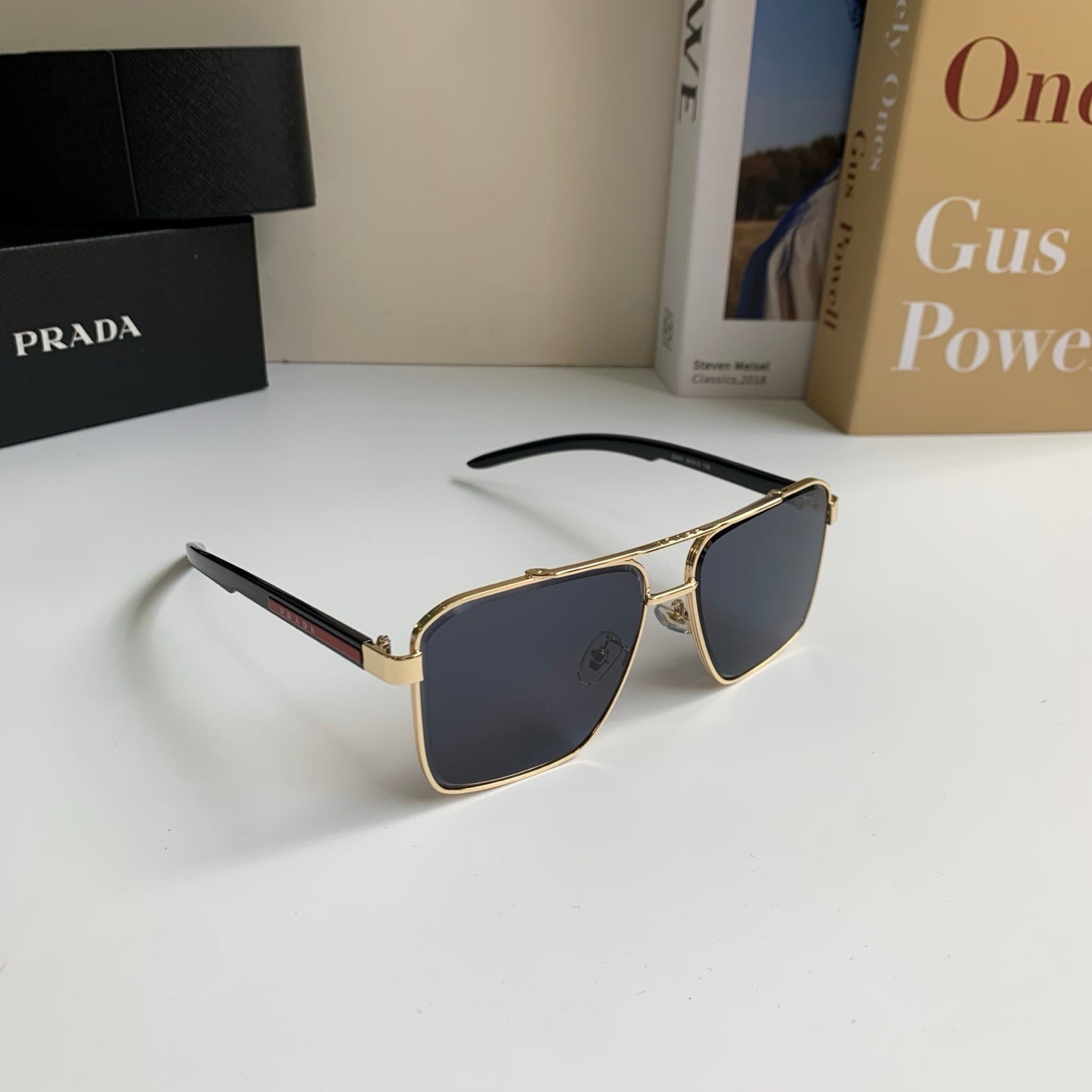 Prada Metal Square Silver Lens Sunglasses for Men & Women - 998100