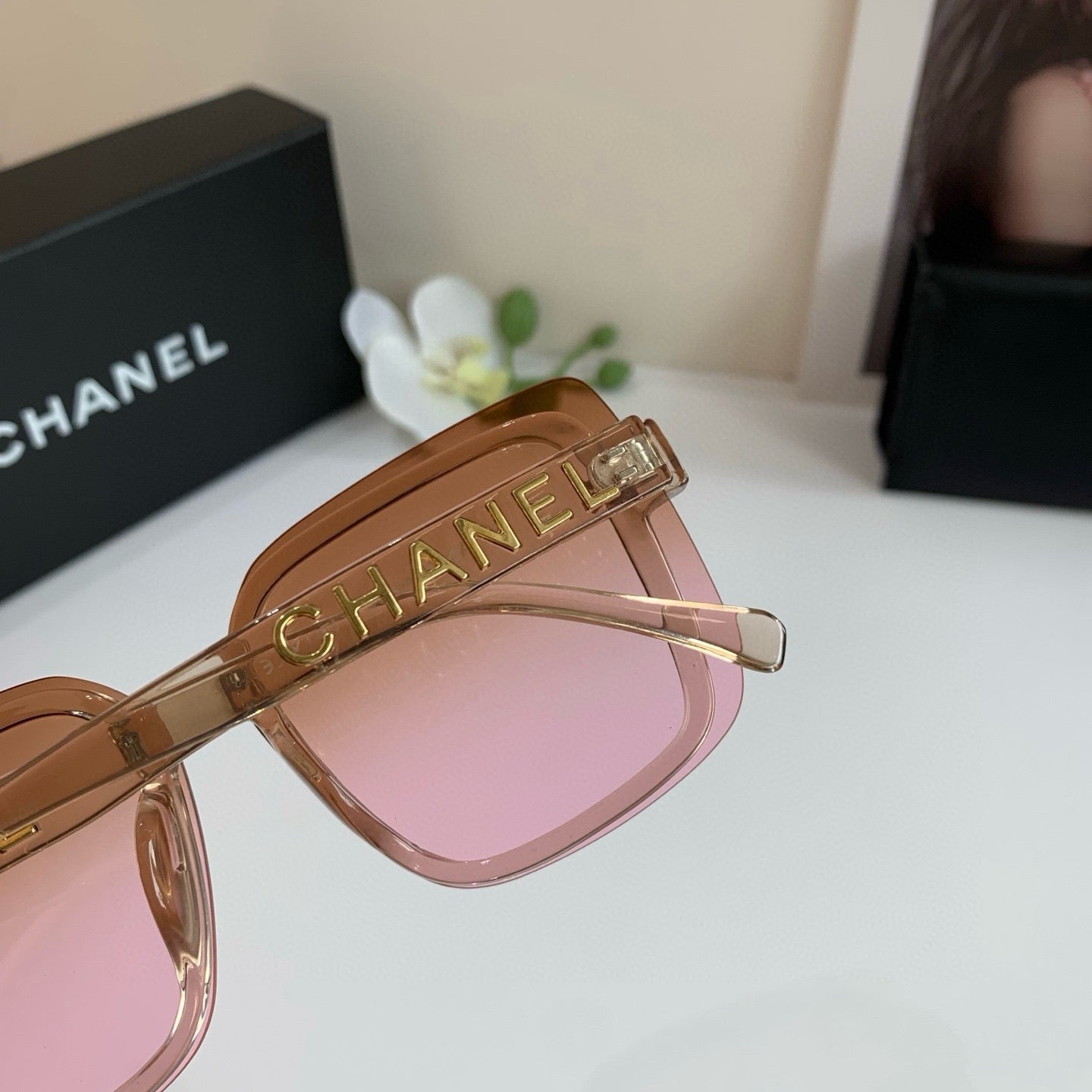 Chanel Square Gold Lens Sunglasses for Men & Women - 357992