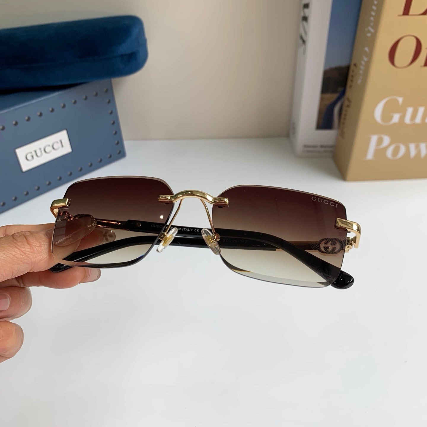 Gucci Metal Square Silver Lens Sunglasses for Men & Women - 371476 - detail image 4