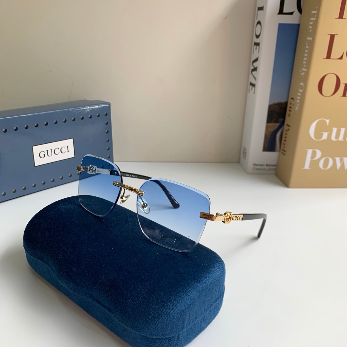 Gucci Metal Square Blue Lens Sunglasses for Men & Women - 371477 - detail image 5