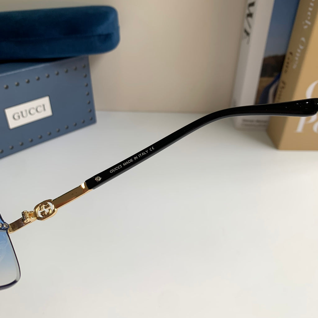 Gucci Metal Square Blue Lens Sunglasses for Men & Women - 371477 - detail image 6