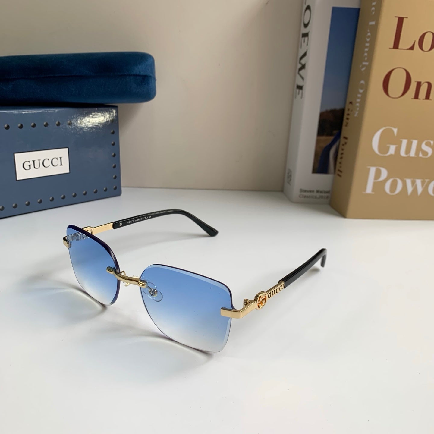 Gucci Metal Square Blue Lens Sunglasses for Men & Women - 371477 - detail image 2