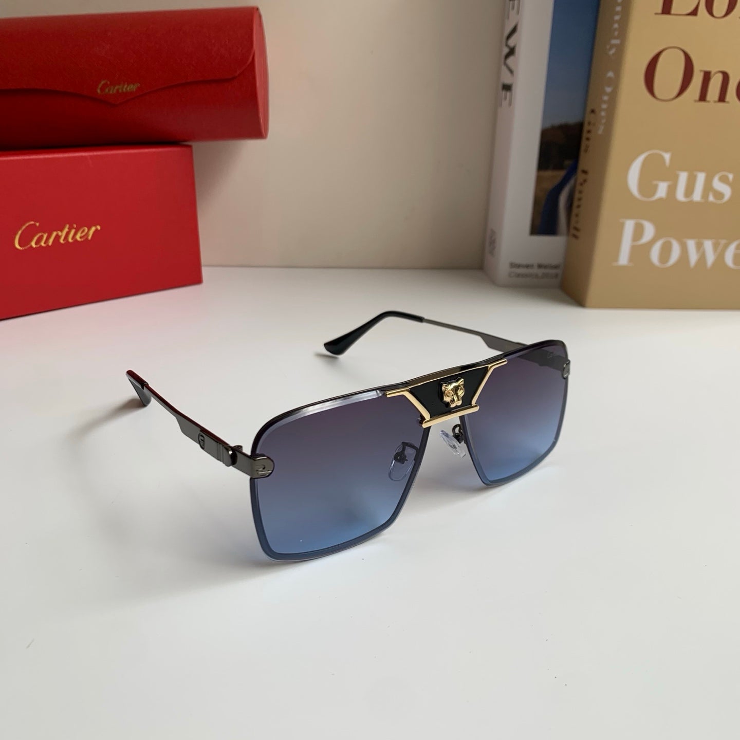 Cartier Square Silver Lens Sunglasses for Men & Women - 372205