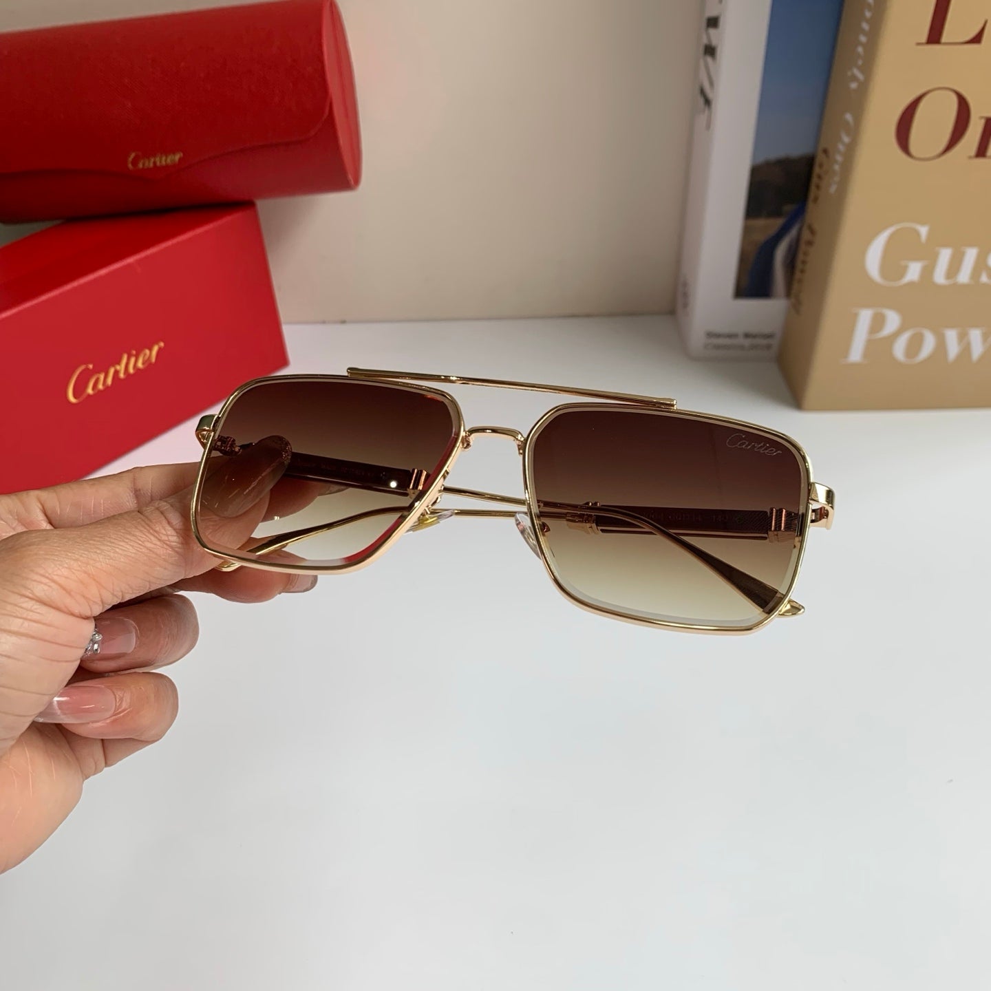 Cartier Metal Fashion Brown Lens Sunglasses for Men & Women - 465886 - detail image 4