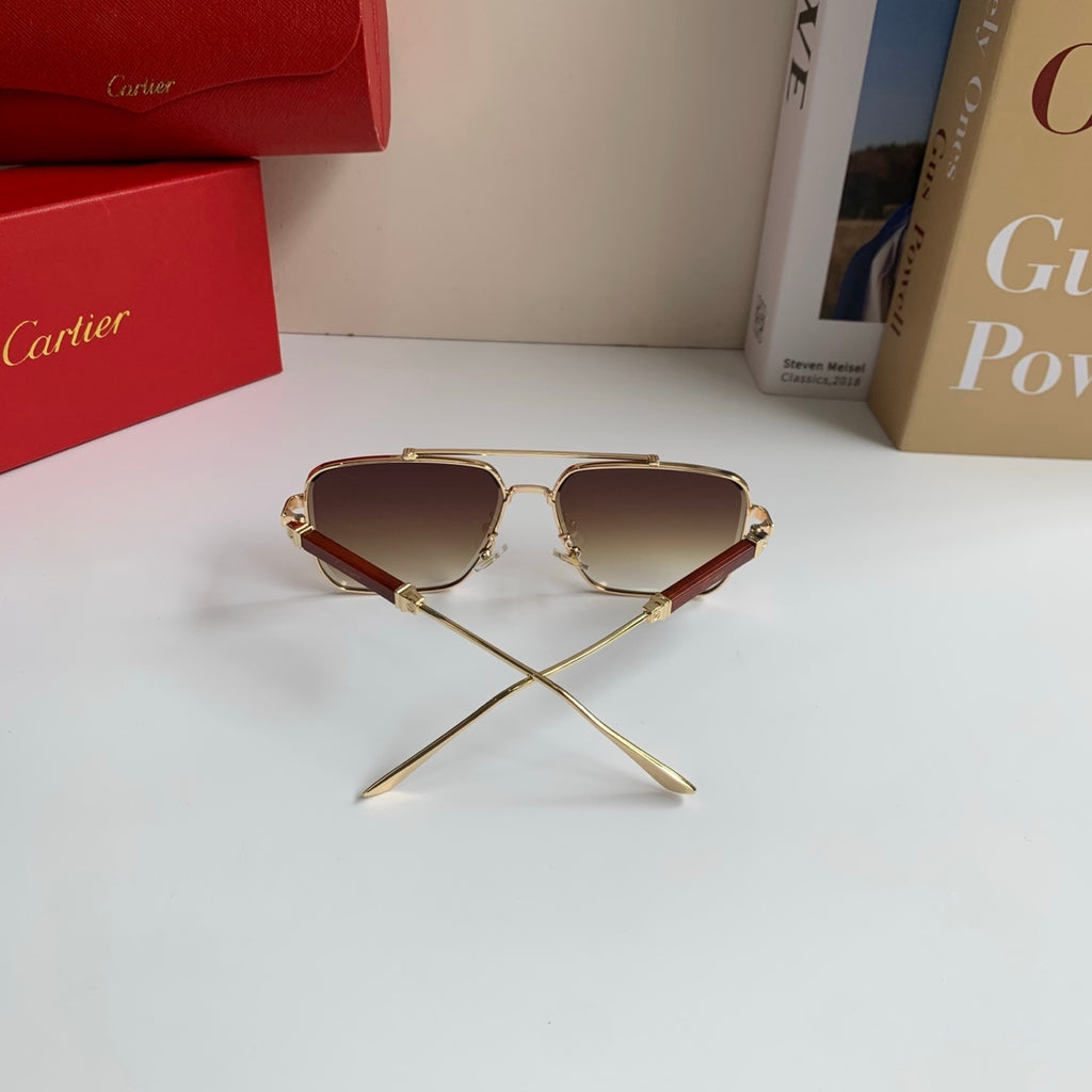 Cartier Metal Fashion Brown Lens Sunglasses for Men & Women - 132532 - detail image 8