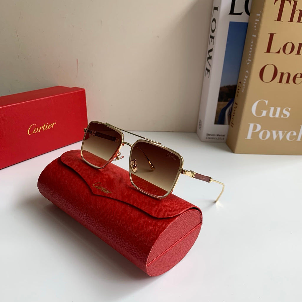 Cartier Metal Fashion Brown Lens Sunglasses for Men & Women - 382836 - detail image 5