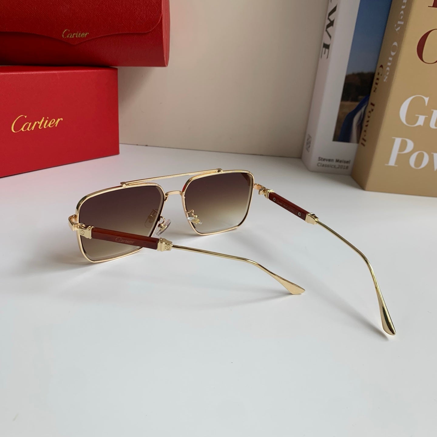 Cartier Metal Fashion Brown Lens Sunglasses for Men & Women - 382836 - detail image 9