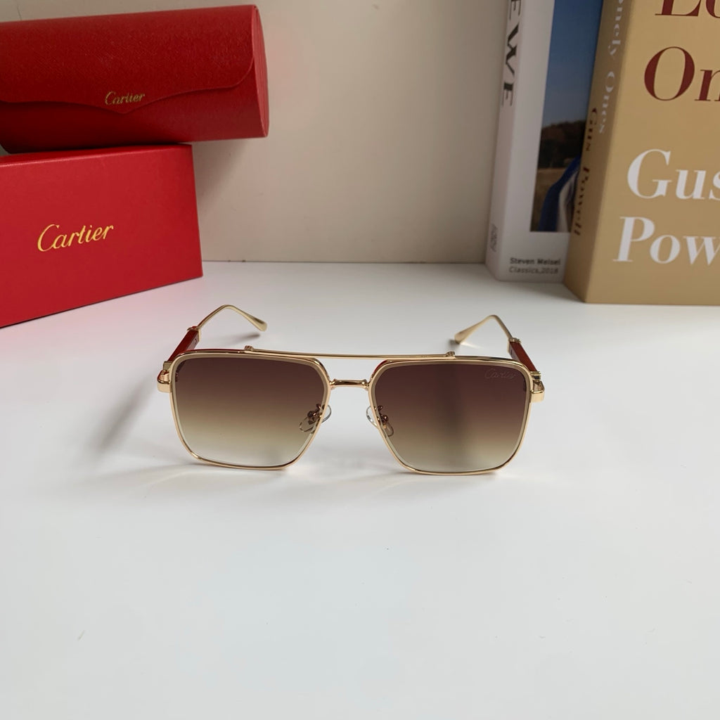 Cartier Metal Fashion Brown Lens Sunglasses for Men & Women - 382836 - detail image 3