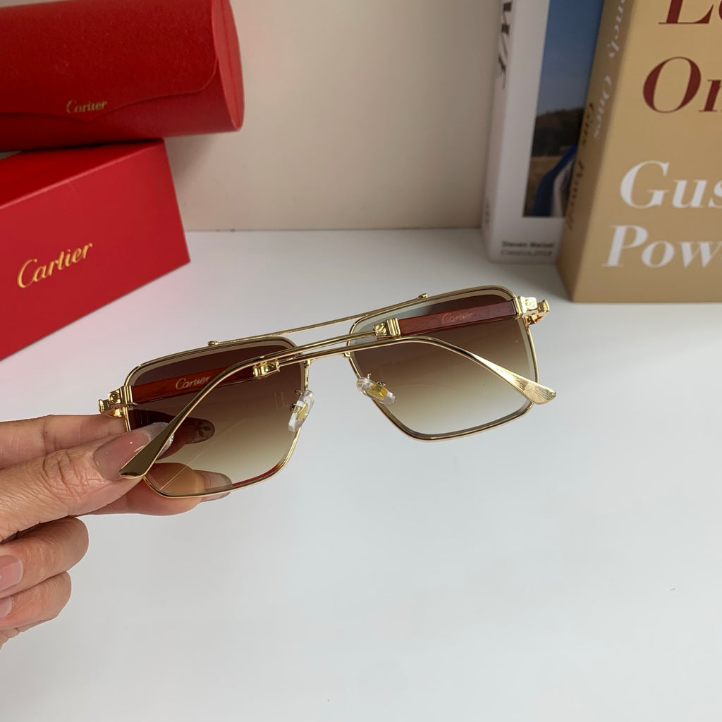 Cartier Metal Fashion Brown Lens Sunglasses for Men & Women - 132532 - detail image 6