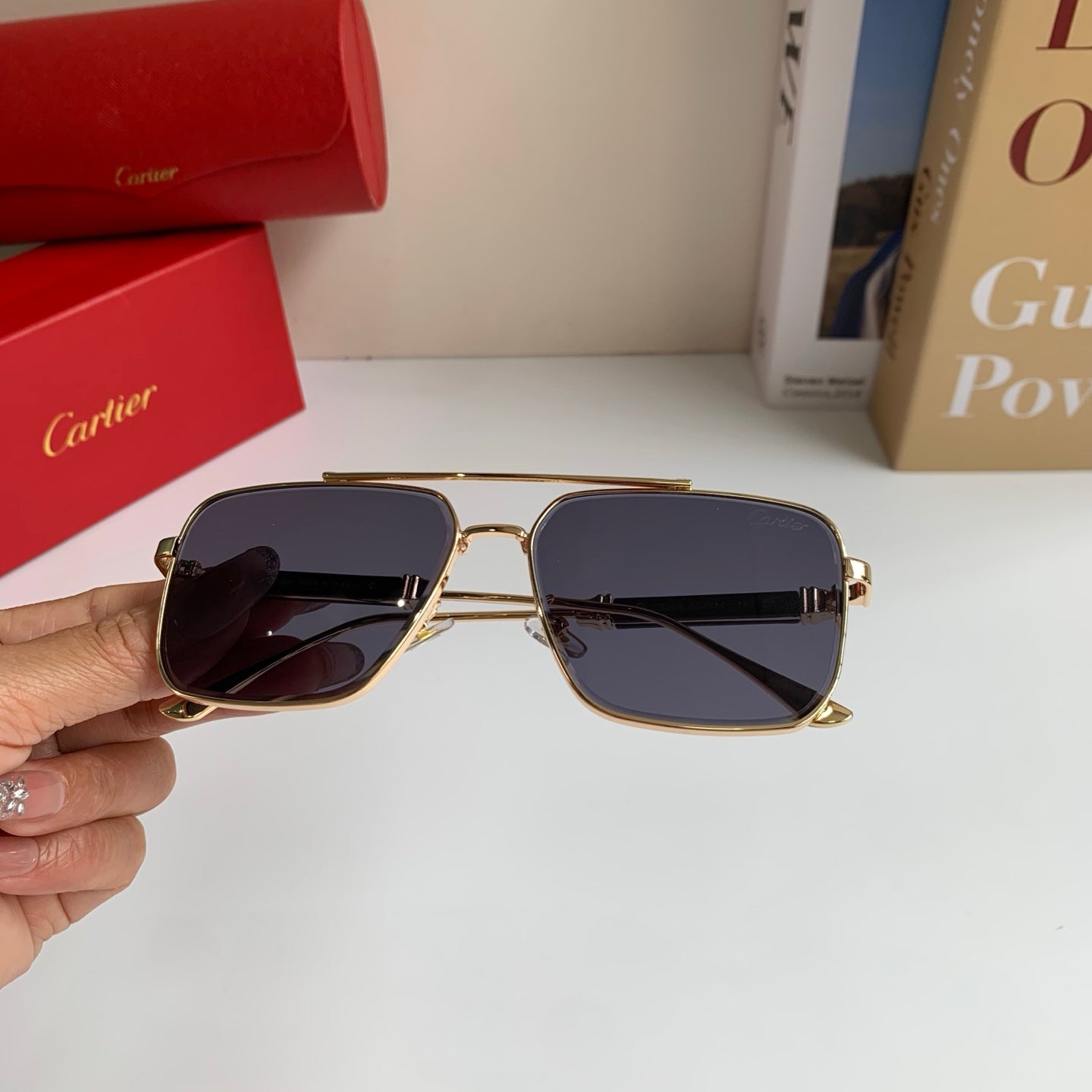 Cartier Metal Fashion Silver Lens Sunglasses for Men & Women - 132533 - detail image 5