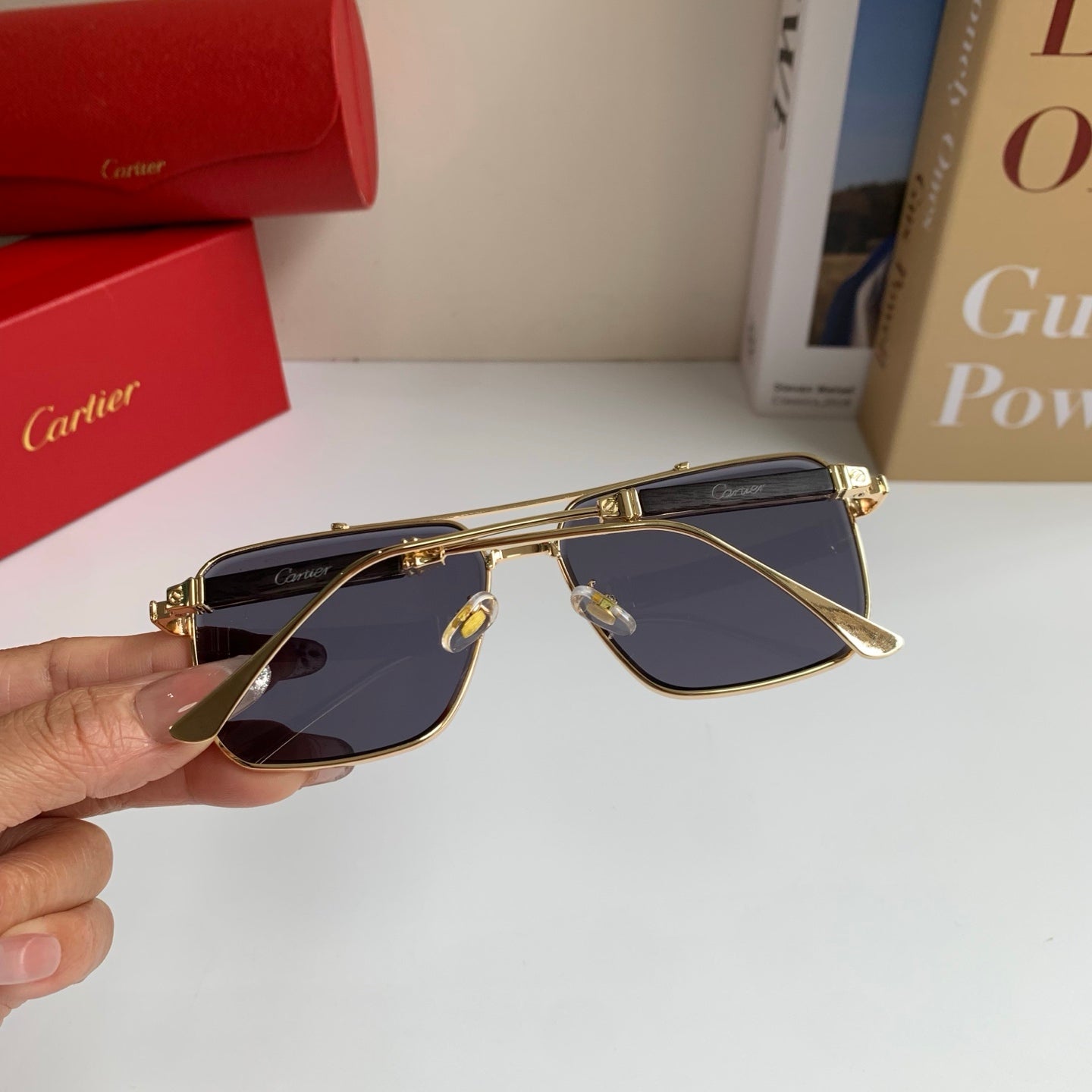 Cartier Metal Fashion Silver Lens Sunglasses for Men & Women - 382837 - detail image 9