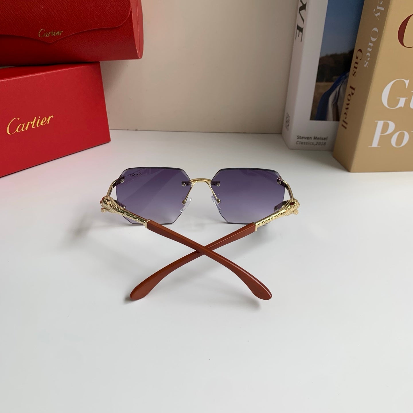 Cartier Metal Fashion Silver Lens Sunglasses for Men & Women - 382762 - detail image 7