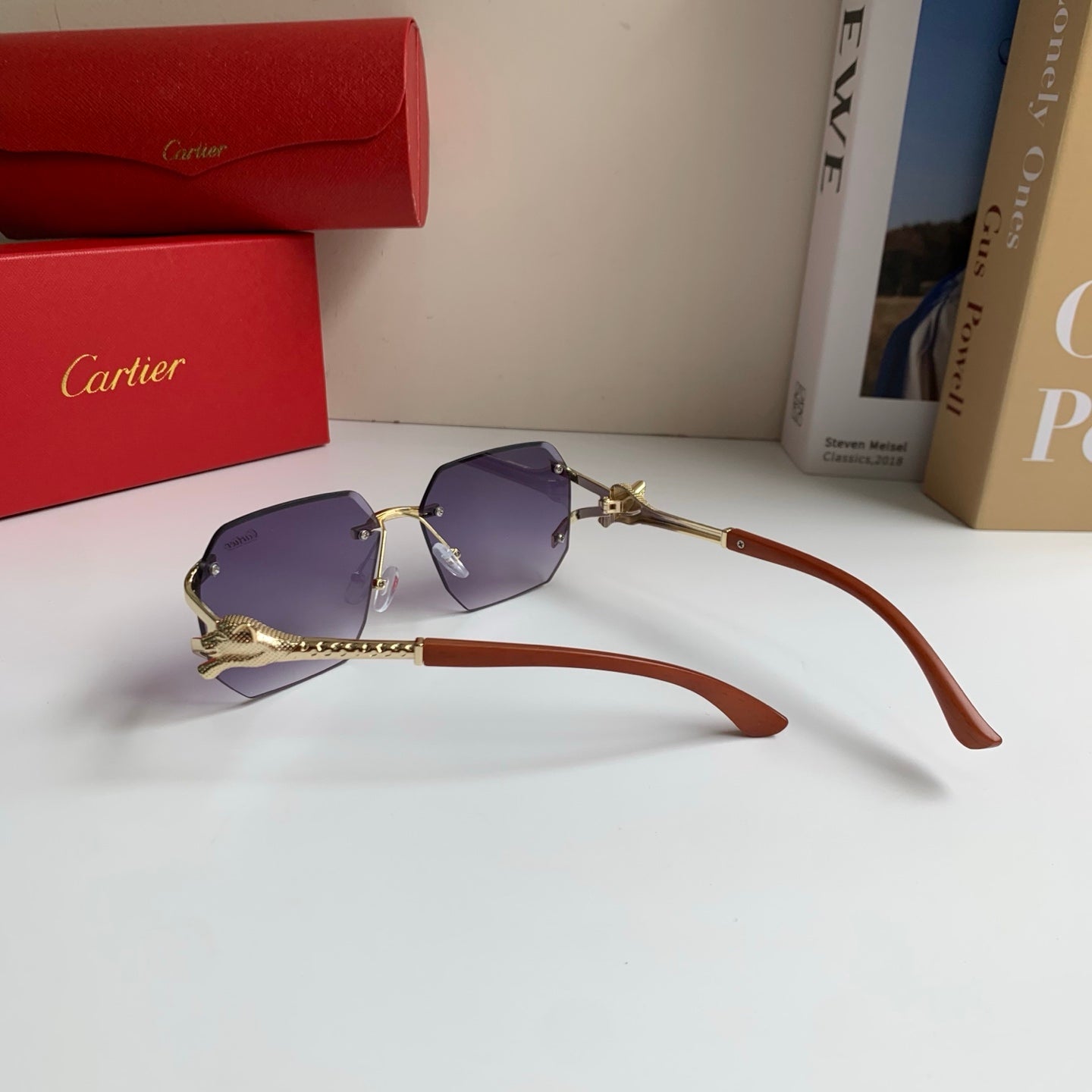 Cartier Metal Fashion Silver Lens Sunglasses for Men & Women - 382762 - detail image 6