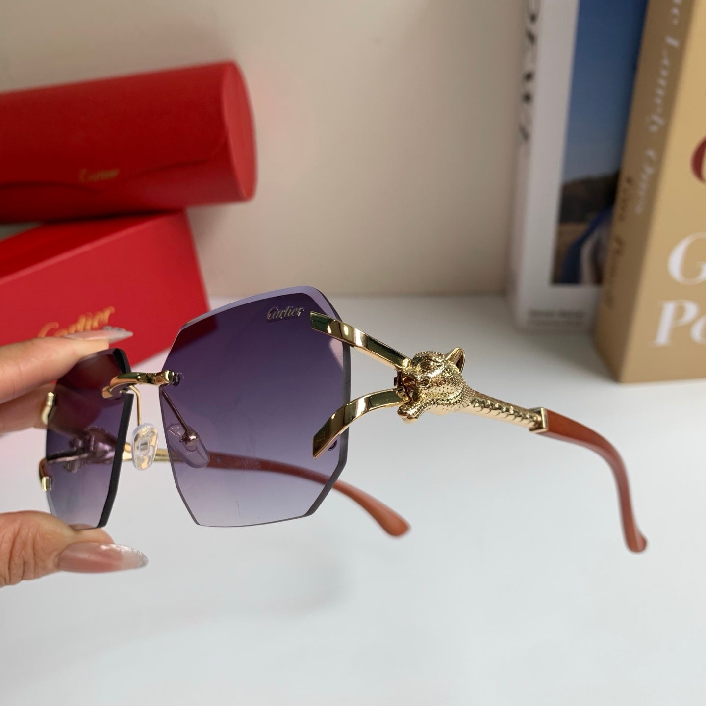 Cartier Metal Fashion Silver Lens Sunglasses for Men & Women - 465775 - detail image 8